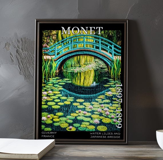 Water Lilies Japanese Bridge 18971899 Claude Monet Print Poster Impressionism Post Impressionist Pond Scene French Floral View Art