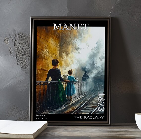 Manet The Railway 1873 Woman Girl Dogs Locomotive Back View Art Poster