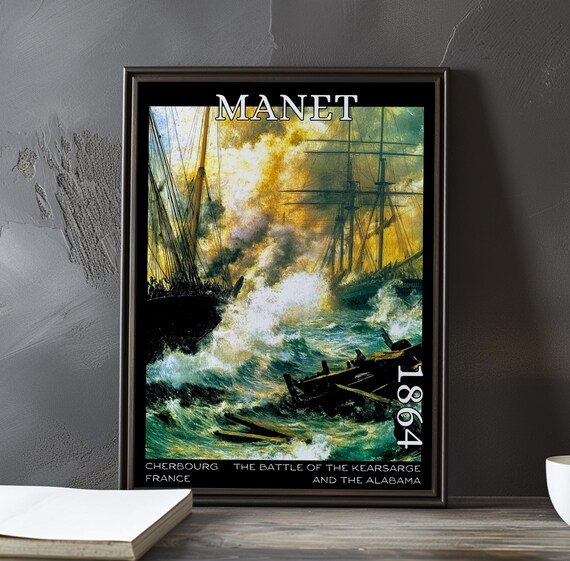Manet Battle of Kearsarge and Alabama 1864 Golden Smoke Wreck Art Poster