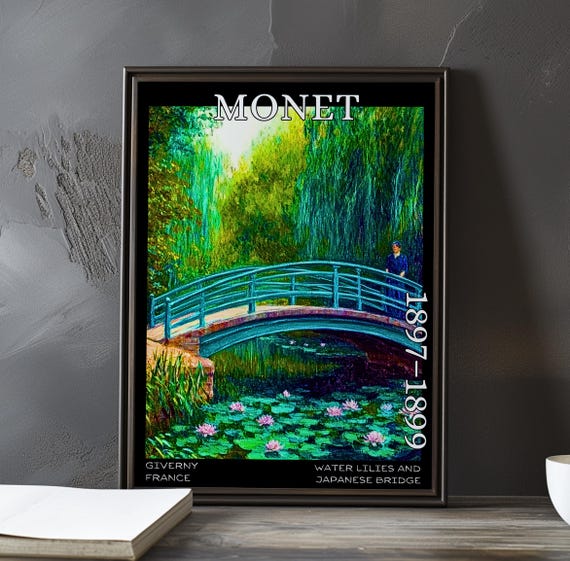 Water Lilies Japanese Bridge 18971899 Claude Monet Print Poster Impressionism Post Impressionist Pond Scene French Floral View Art