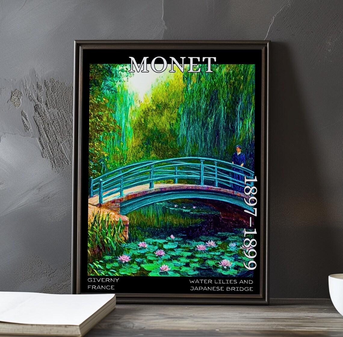 Japanese Bridge Sunlit Clearing Pink Lily Monet 1897-1899 Poster