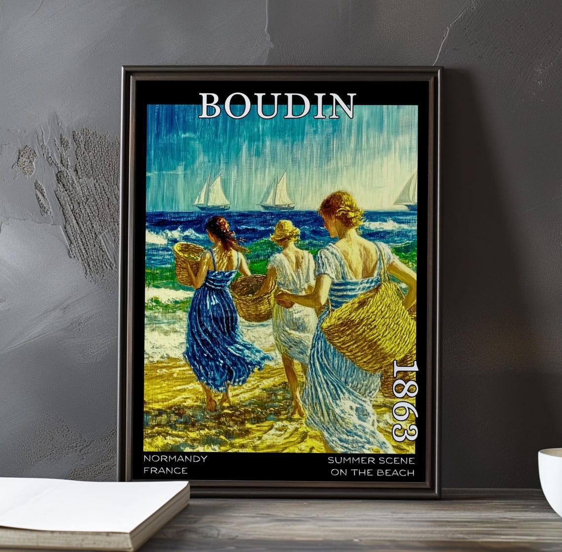 Eugène Boudin Women with Baskets Wading into the Sea 1863 Poster
