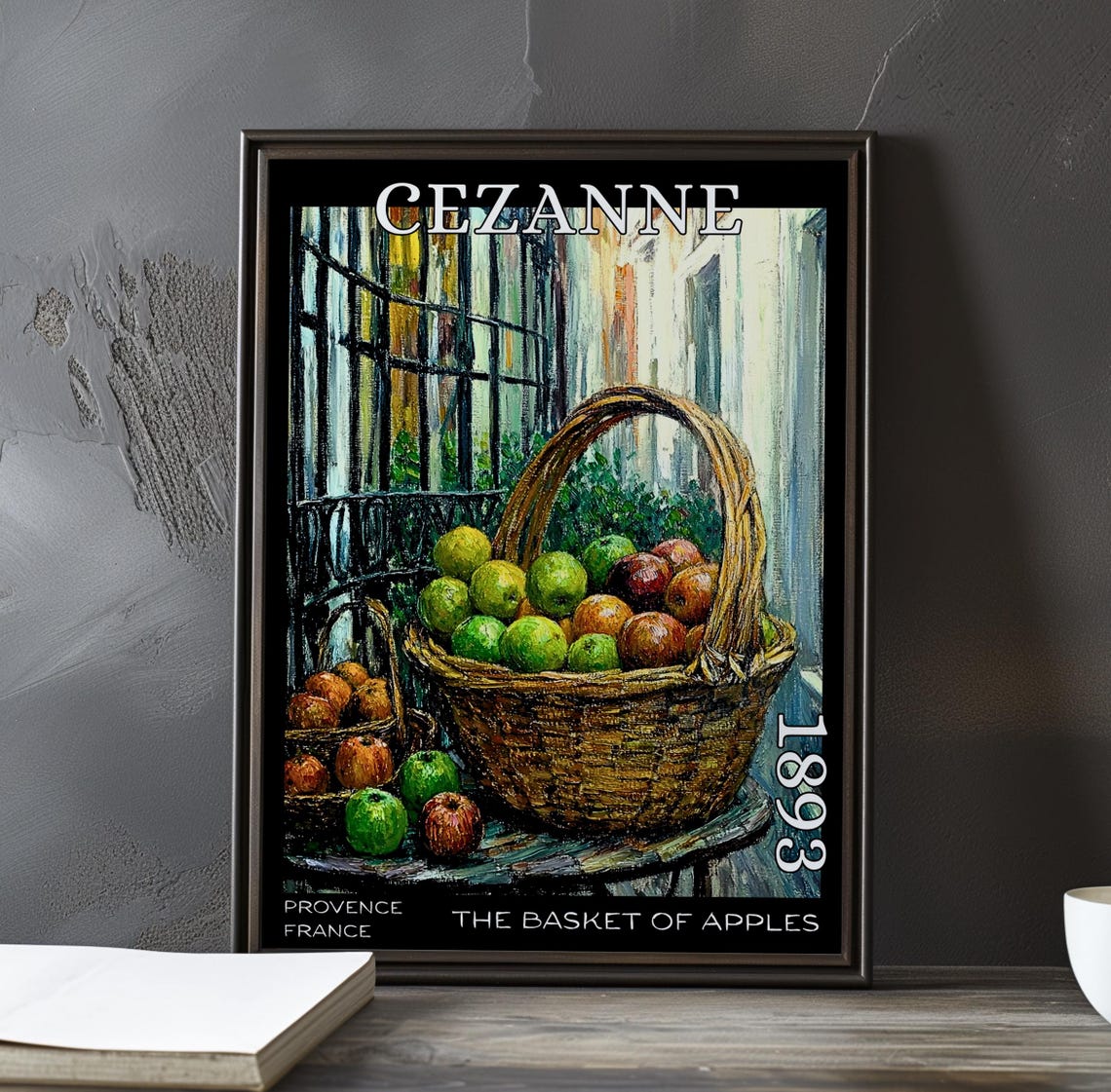 Cezanne The Basket Of Apples Two Baskets By Tall Windows Poster