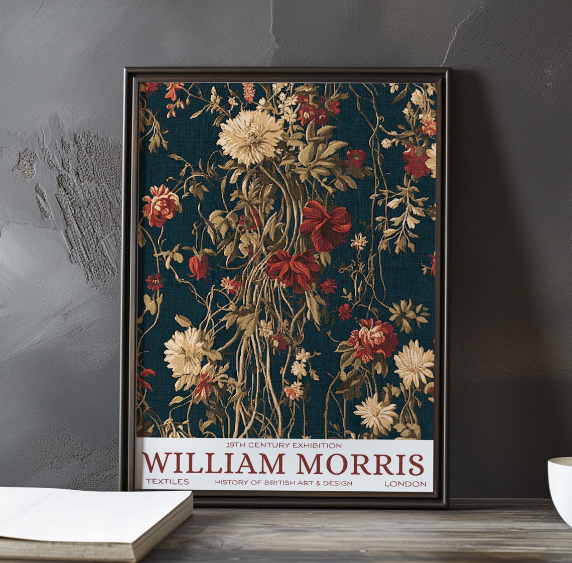 William Morris Wildflower Garden Teal Floral Botanical Textile Poster