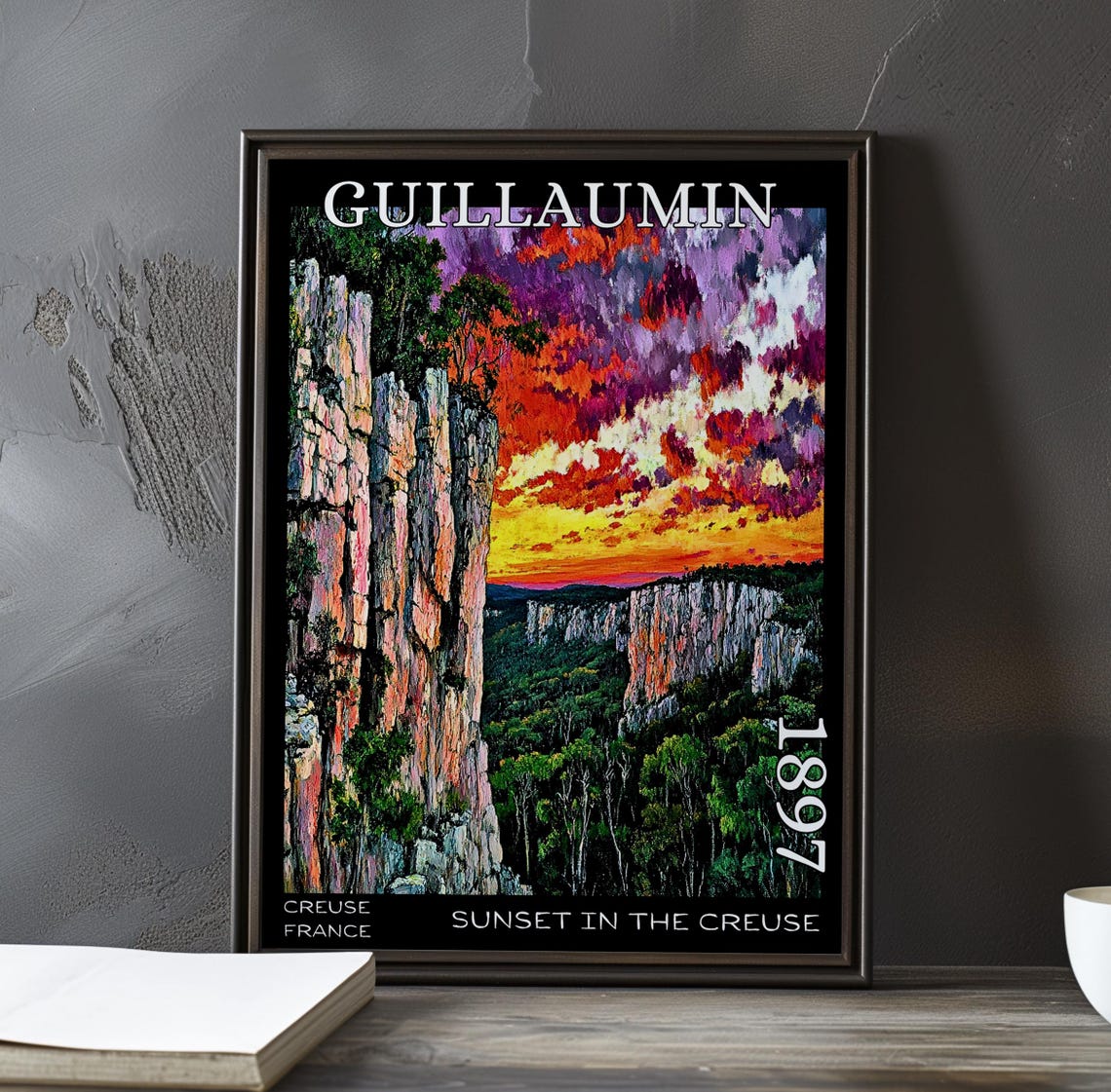Guillaumin Sunset in the Creuse Copper White Cliffs 1897 Poster
