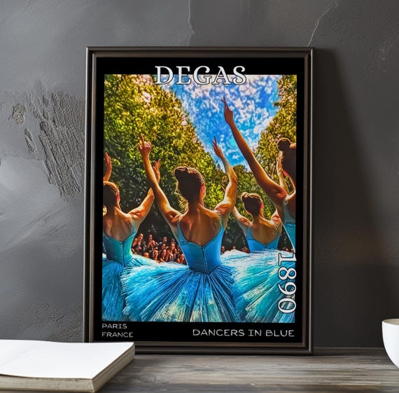 Dancers In Blue 1890 Edgar Degas Print Poster Impressionism Post Impressionist Ballerinas Movement Study Rehearsal Art Decor