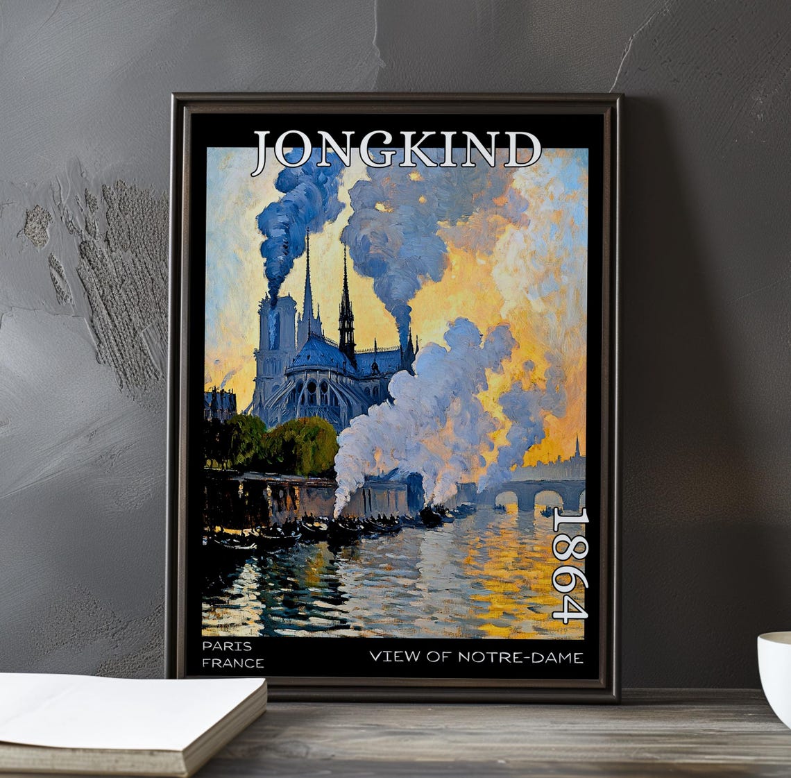 Jongkind 1864 Notre-Dame Apse Rising Through Steamboat Smoke Poster