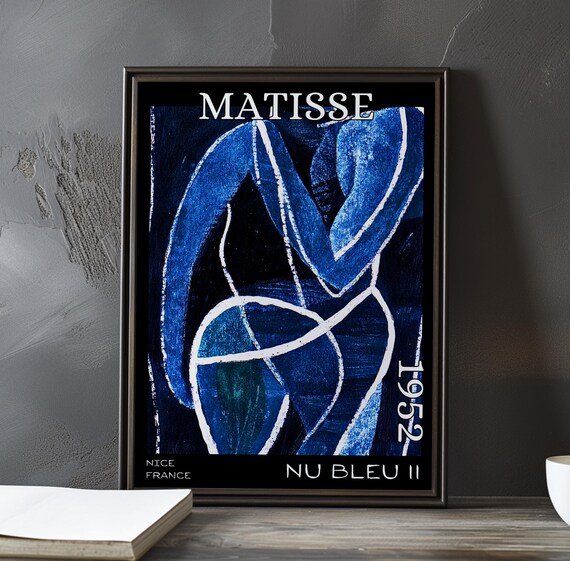 Matisse Dark Blue Abstract White Line Figure 1952 Exhibition Poster