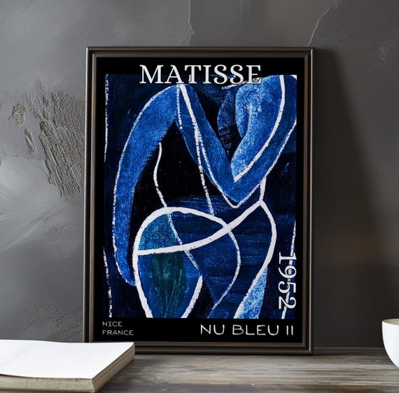 Nu Bleu Ii 1952 Henri Matisse Print Poster Blue Nude Abstract Cutout Female Figure French Post Impressionism Fauvist Art Decor 1950s