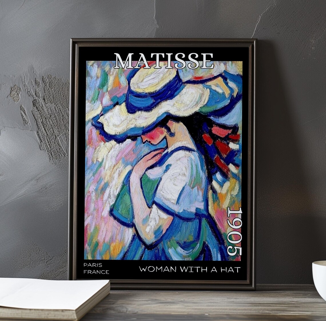 Woman With A Hat 1905 Matisse Style Blue Hat With Bowed Head Poster