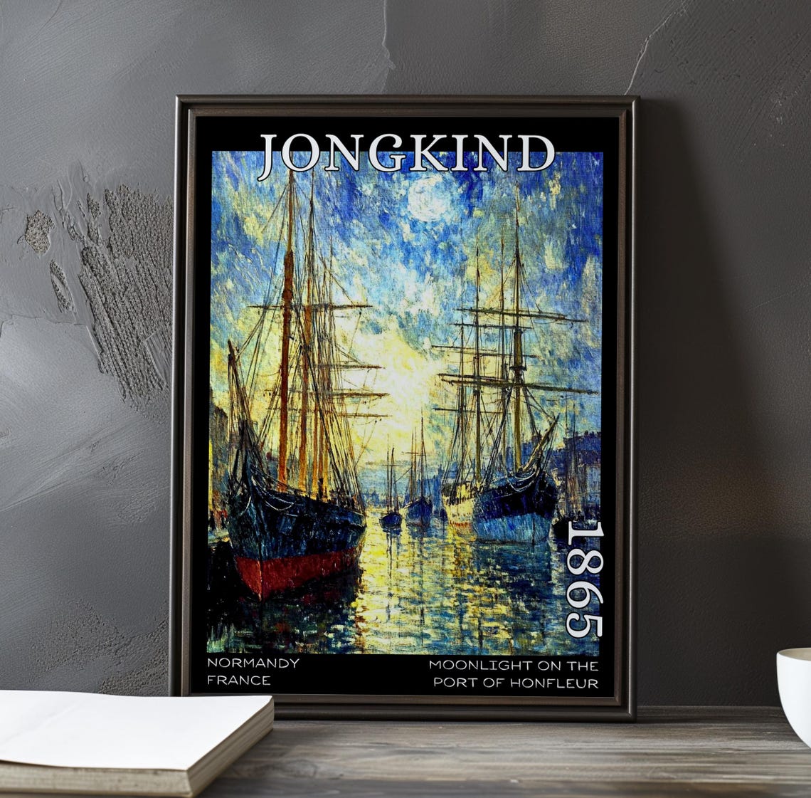 Johan Jongkind Impressionist Moonlit Harbor Scene 1865 Poster