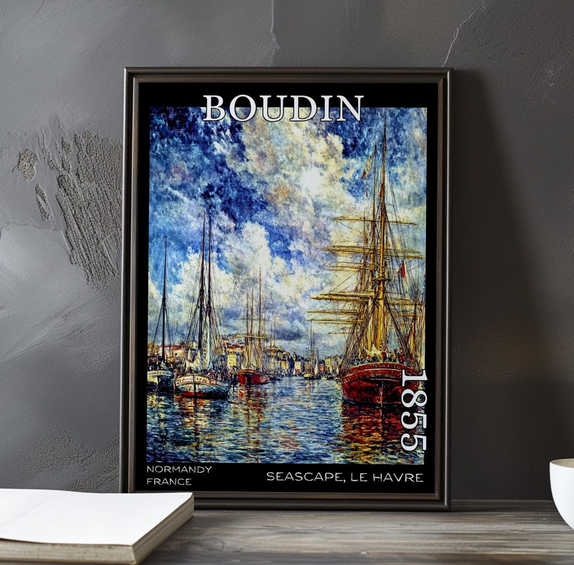 Eugène Boudin Tall Ships Crowding Le Havre Harbor 1855 France Poster