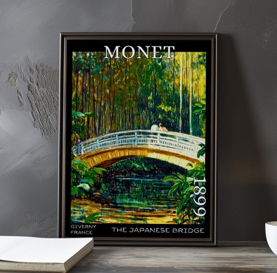 The Japanese Bridge 1899 Claude Monet Print Poster Impressionism Post Impressionist Garden Arch 20th Century Floral Scene Lily Decor