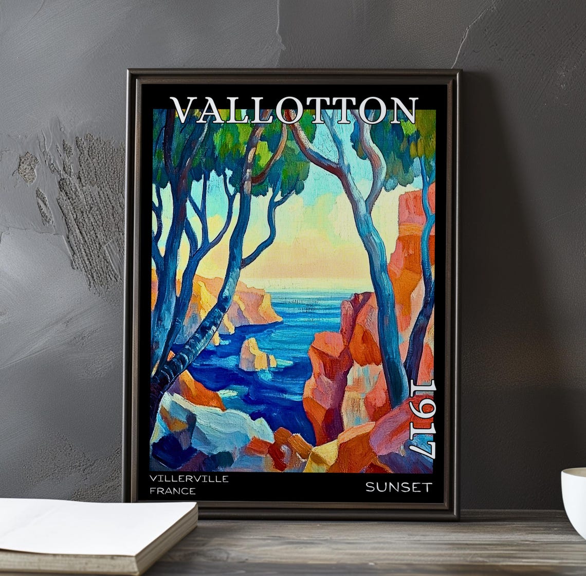 Felix Vallotton Sunset 1917 Villerville Cove Blue Trees Cliff Poster