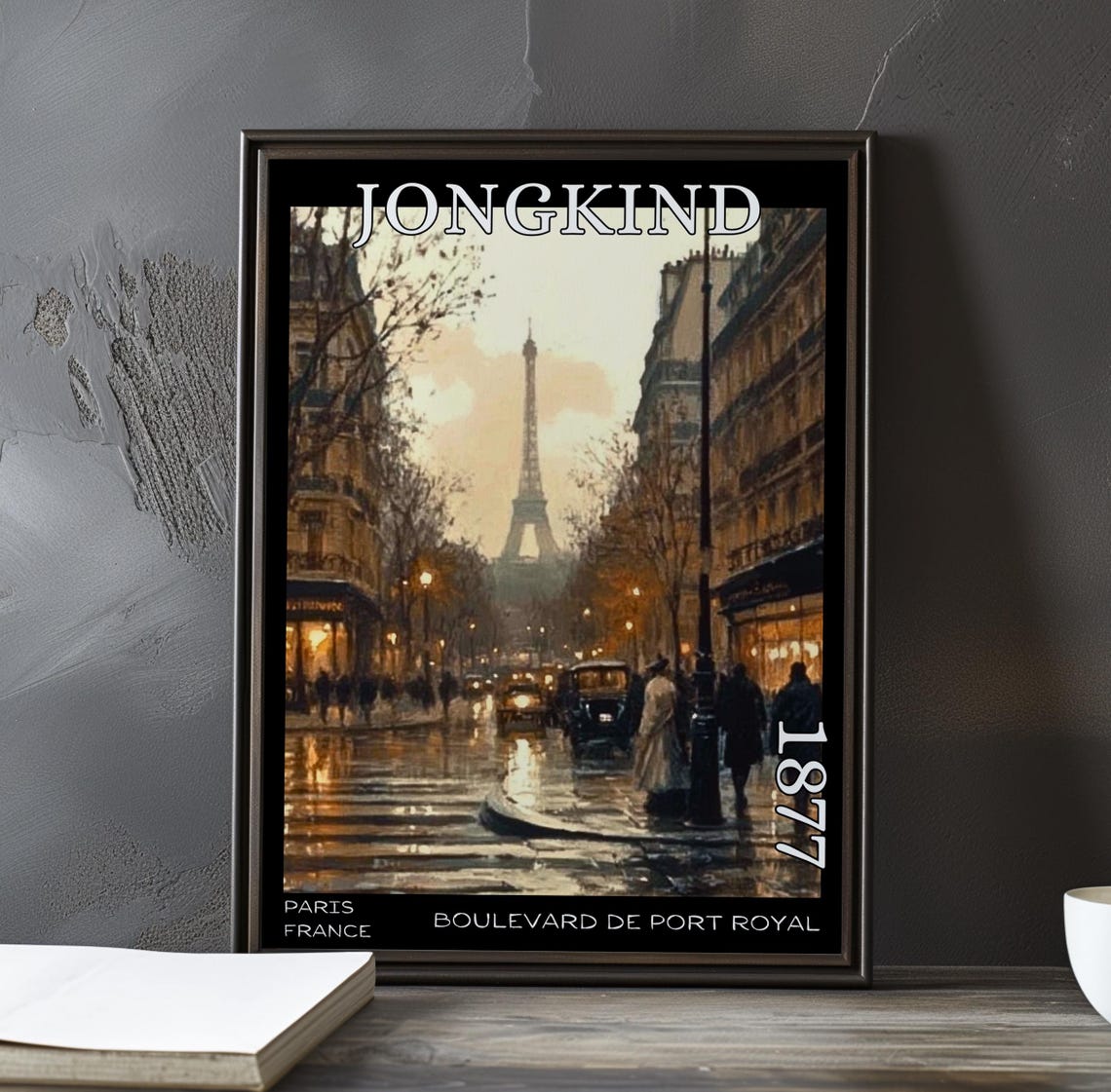 Jongkind 1877 Eiffel Tower View Down a Rainy Boulevard Poster