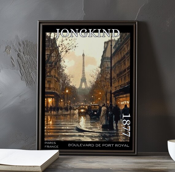 Jongkind 1877 Eiffel Tower View Down a Rainy Boulevard Poster