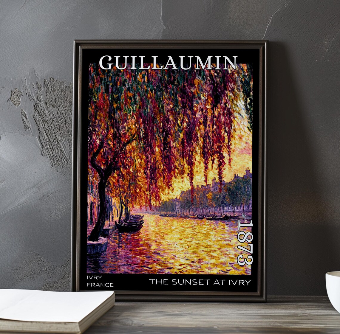 Sunset At Ivry 1873 Guillaumin Golden River Willow Curtain Poster