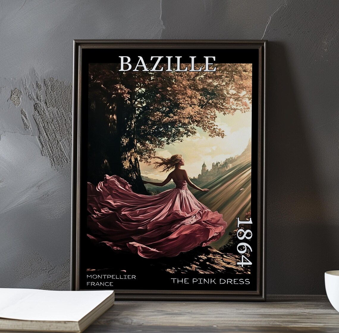 Frédéric Bazille Woman in Pink Dress Dancing in the Wind 1864 Poster