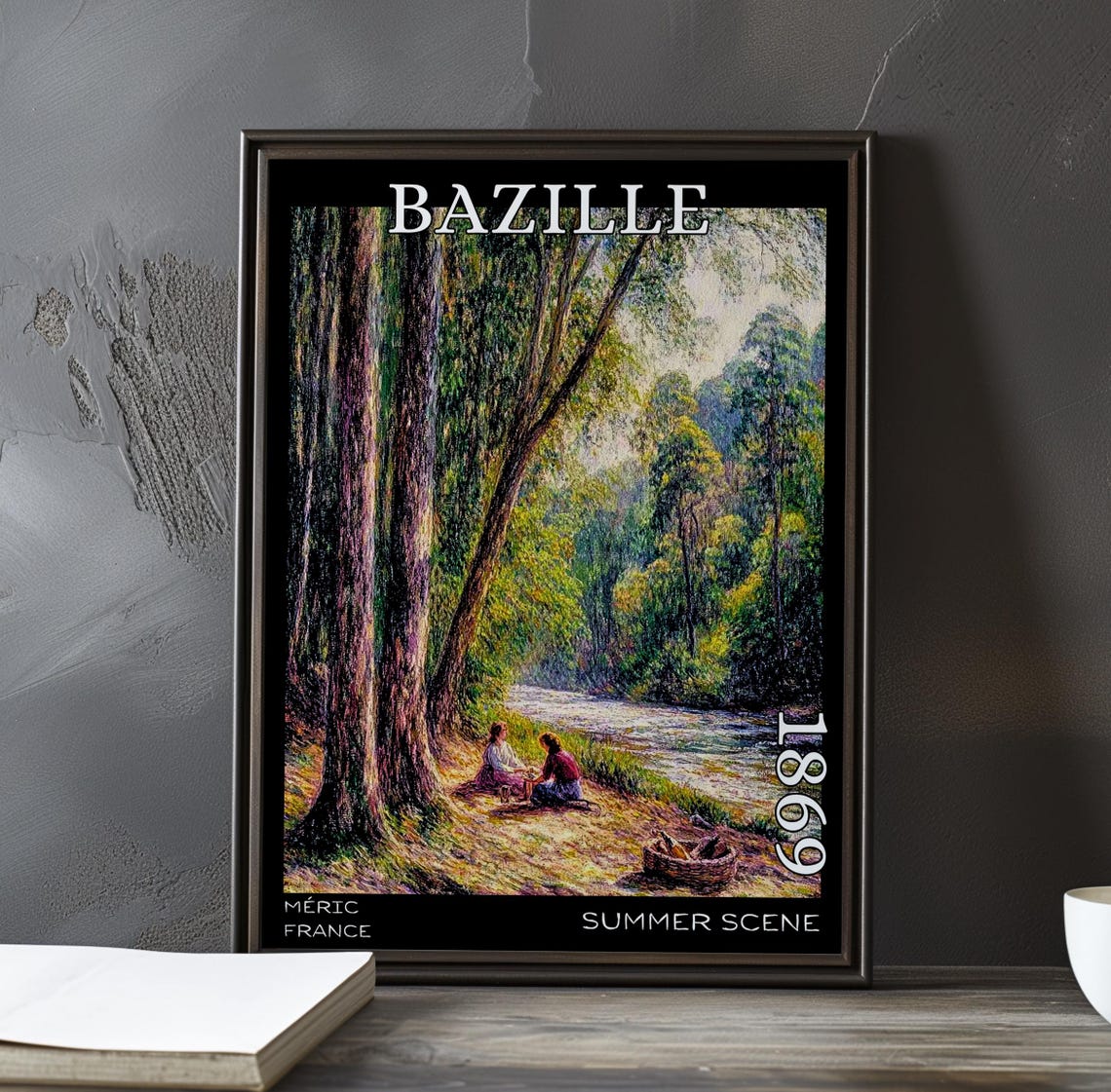 Frédéric Bazille Summer Scene 1869 Méric France Riverside Trees Poster