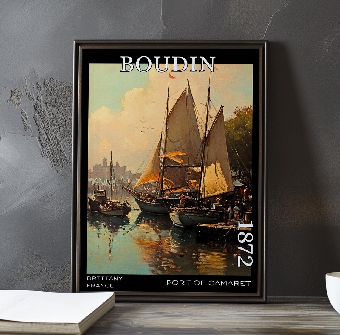 Eugene Boudin Port of Camaret Golden Sails Quayside 1872 Poster