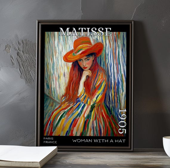 Woman With A Hat 1905 Henri Matisse Print Poster Bold Fauvism Portrait Vibrant Colour Modern French Post Impressionism Wall Art Decor