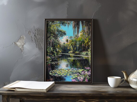 Claude Monet Water Lilies Tropical Jungle Lagoon Garden Poster
