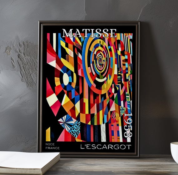 Lescargot 1953 Henri Matisse Print Poster Modern Abstract Spiral Art Collage Cutout French Post Impressionism Decor 20th Century