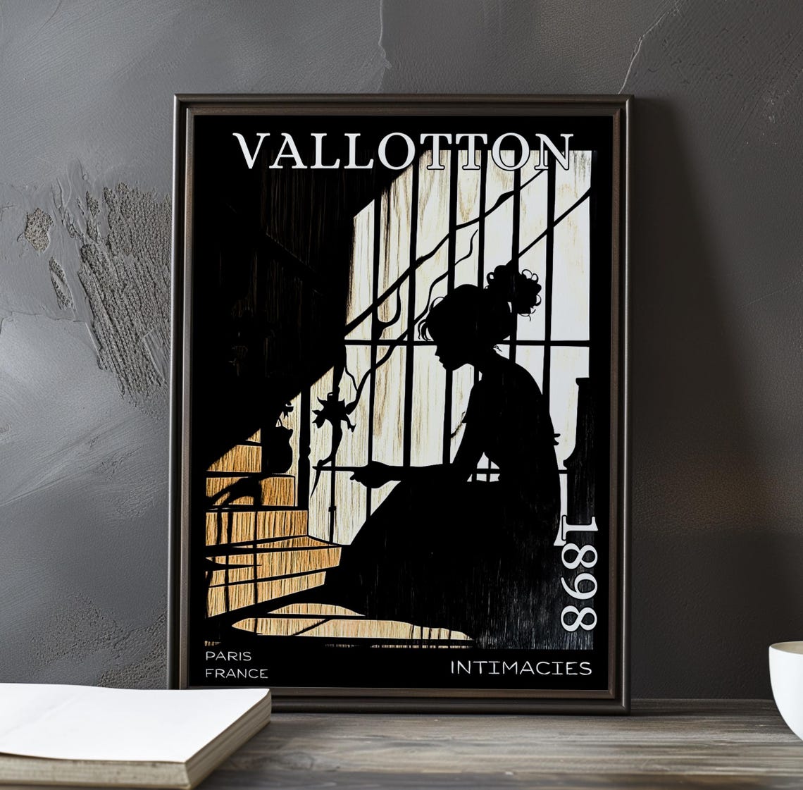 Intimits 1898 Flix Vallotton Print Poster Nabis Woodcut Symbolist Interior Art French Black White Nude Wall Decor Parisian France