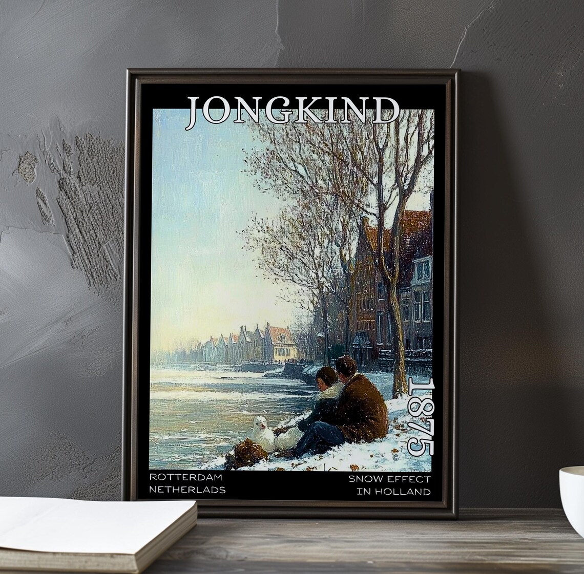 Johan Jongkind Snow Bank Figures With Dog 1875 Winter Poster