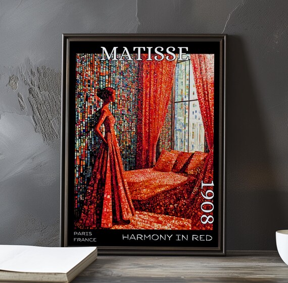 Harmony In Red 1908 Henri Matisse Print Poster Fauvism Interior Scene Room French Post Impressionism Bold Colour Wall Art Decor