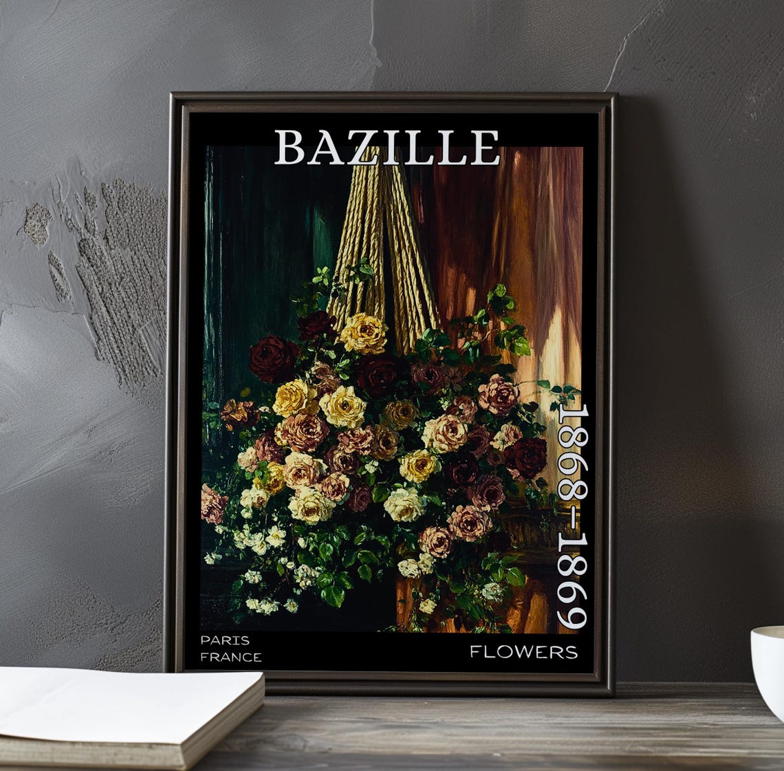 Bazille Flowers 1868-1869 Hanging Rose Basket Still Life Poster