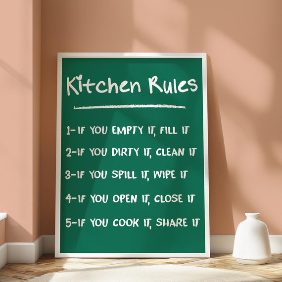 House Rules Art Print Kitchen Wall Art Preppy Wall Art Print Bar Cart Art Print Aesthetic Kitchen Decor Retro Food Print