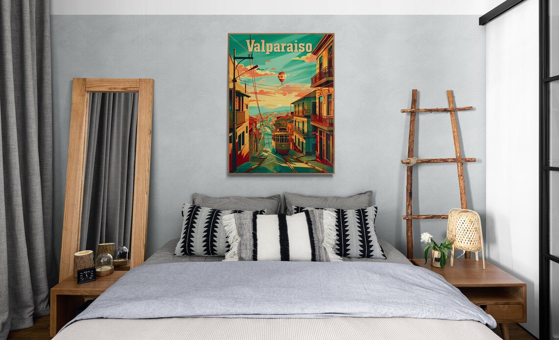 Valparaiso Streetcar Hillside Street Retro Chile Travel Poster - Image 5