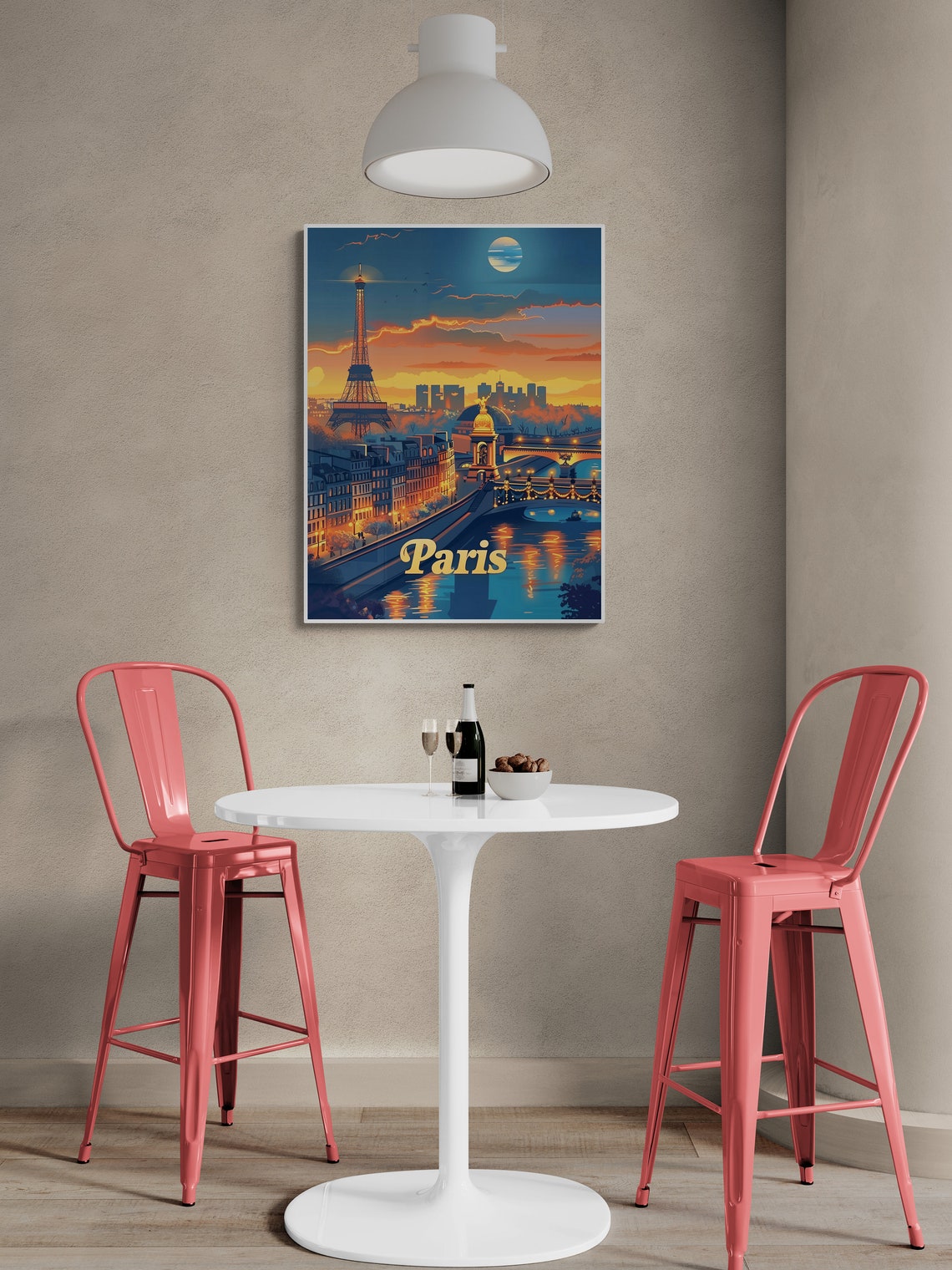 Paris Eiffel Tower Dusk Seine River Romantic City Lights Poster - Image 4