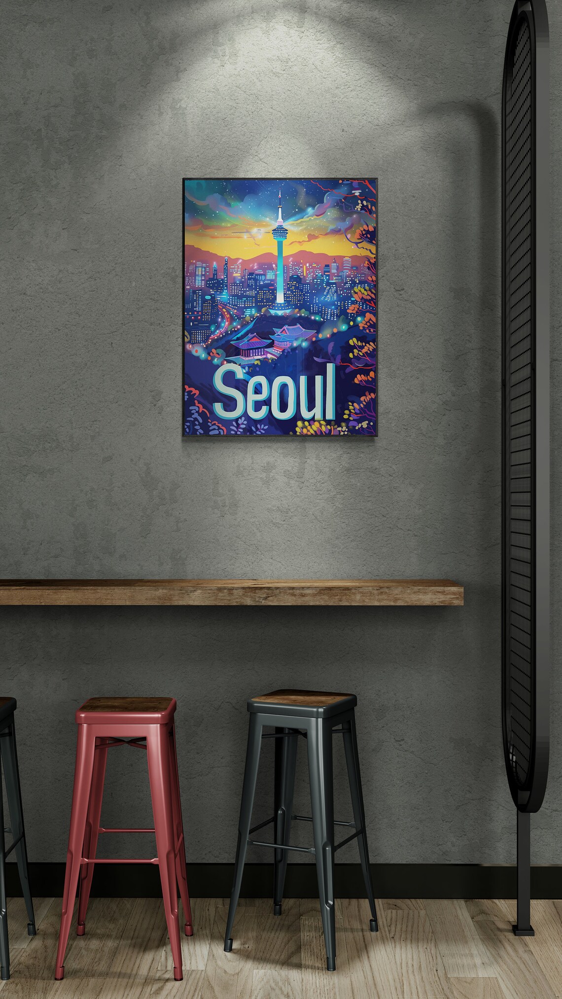 Seoul N Seoul Tower Night City Lights South Korea Travel Poster - Image 3