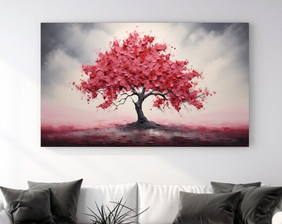 Abstract Red Tree Painting Picture Print Home Decor Wall Art Gift Room Decor Design Wall Hangings