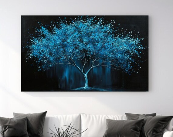 Light Blue Painting Tree Abstraction Luxury Design Print Home Decor Wall Art Wall Art Gift Room Decor Ready To Hang