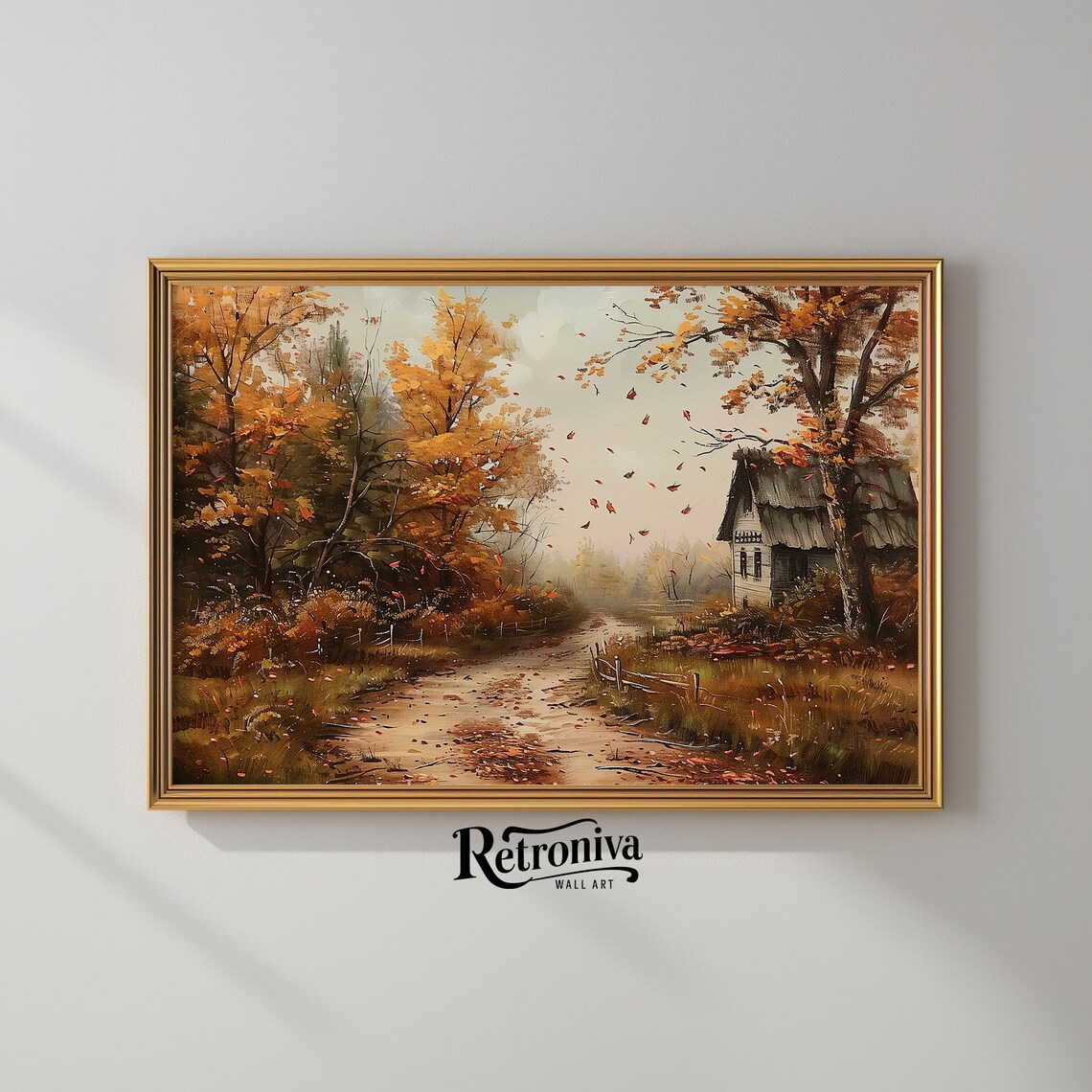 Rustic Autumn Landscape Painting, Fall Farmhouse Art Print - Image 2