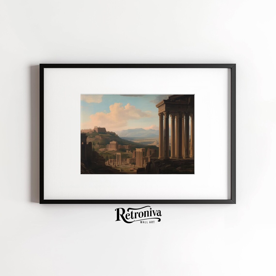 Ancient Athens Temple Columns Vintage Greek Cityscape Painting Poster - Image 4
