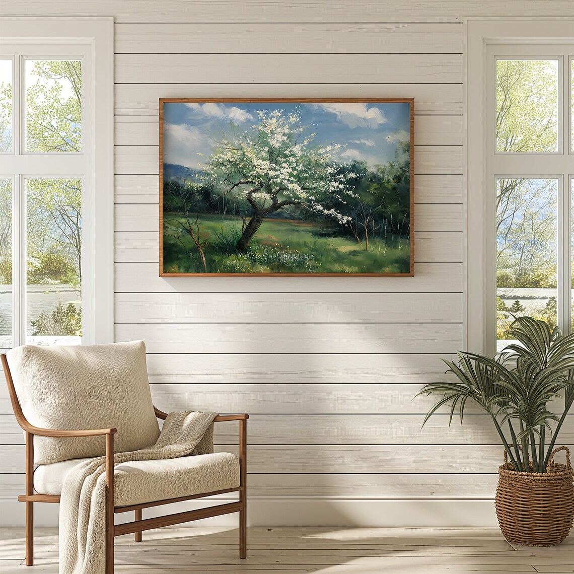 Blossom Tree Spring Landscape Oil Painting Art Print - Image 3