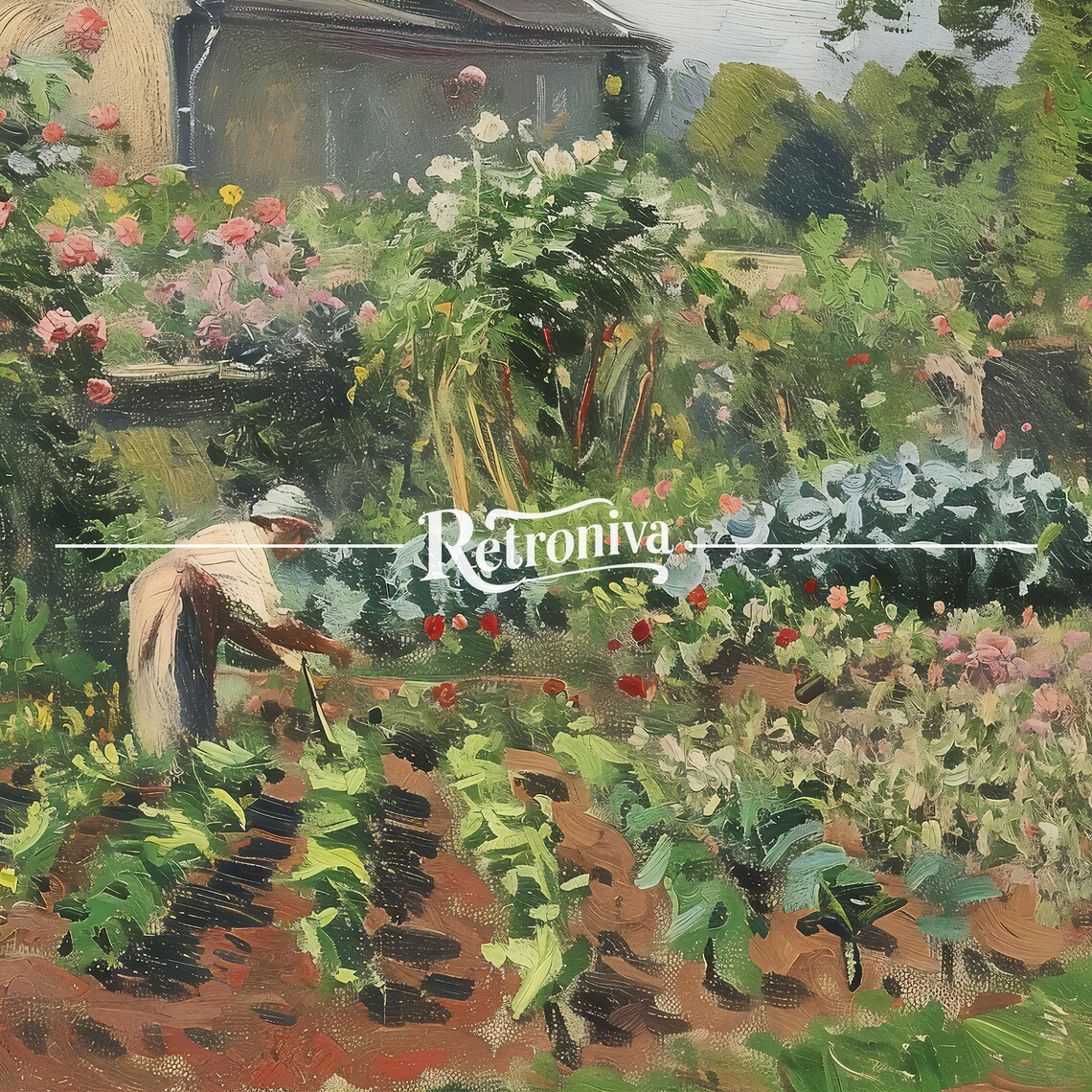 Countryside Landscape Vintage Summer Garden Oil Painting Cottage Art Print Farmhouse Wall Decor Retroniva Art Sum 018 - Image 7