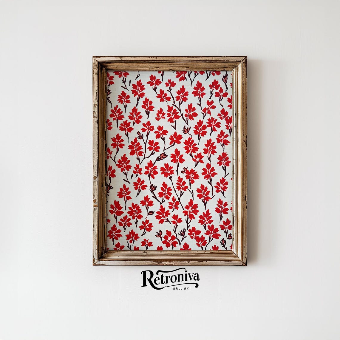 Minimalist Red Floral Pattern On White Vintage Botanical Poster - Image 6