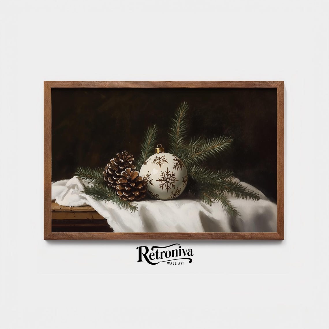 Christmas Still Life With Pinecones And Snowflake Ornament Poster - Image 3