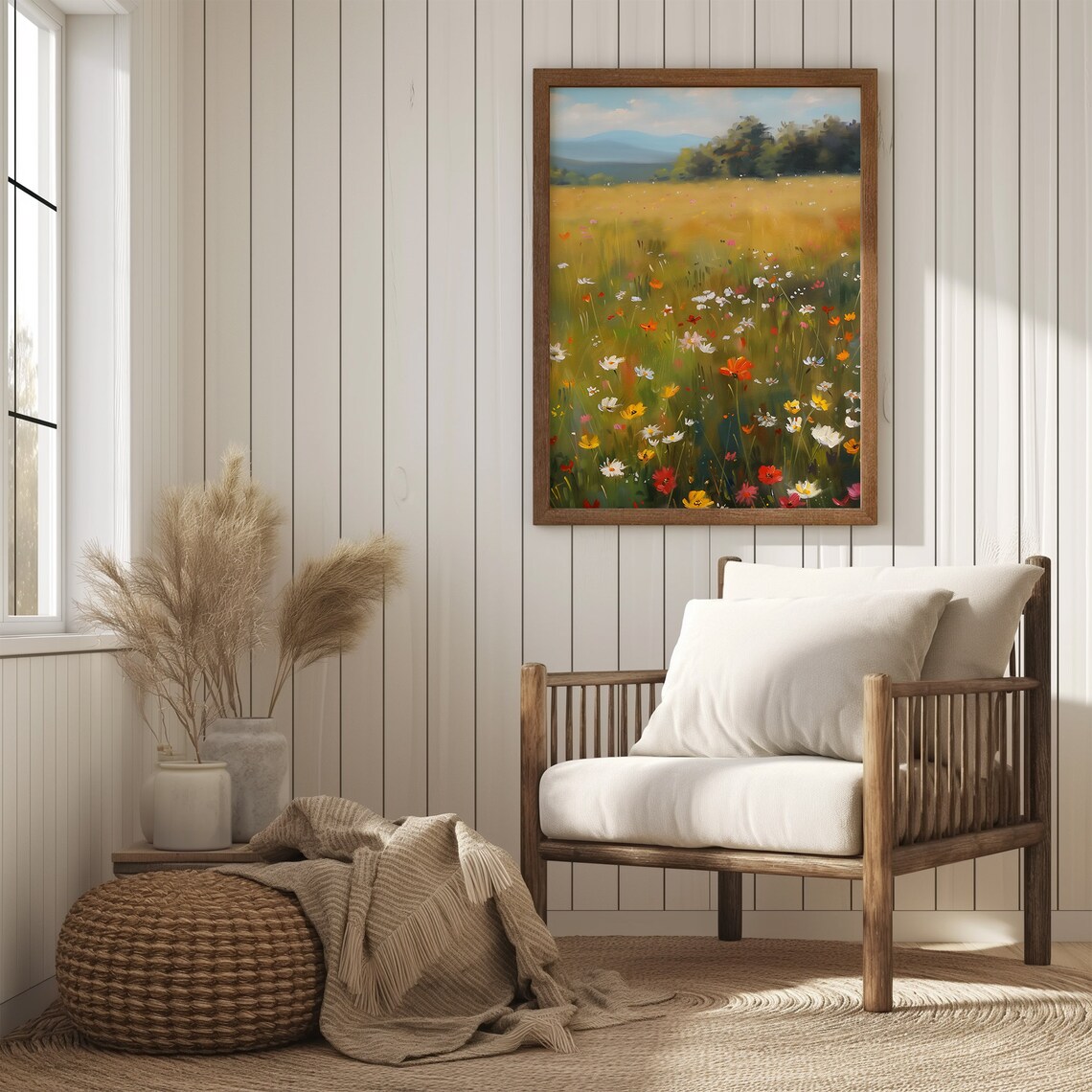 Colorful Wildflower Meadow In A Golden Summer Field Painting Poster - Image 3