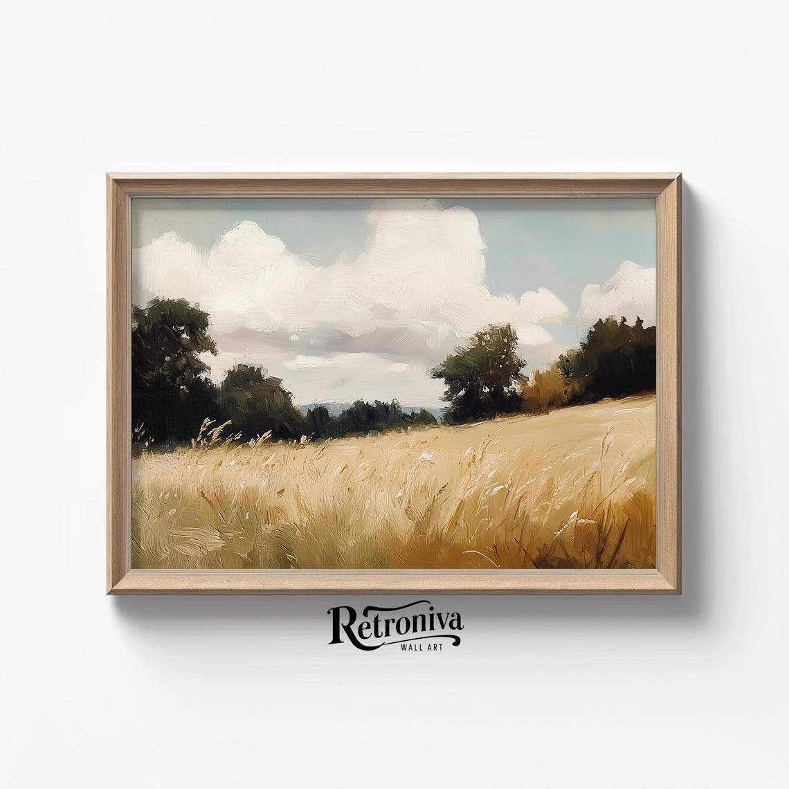 Golden Wheat Field Under A Cloudy Sky Rustic Countryside Poster