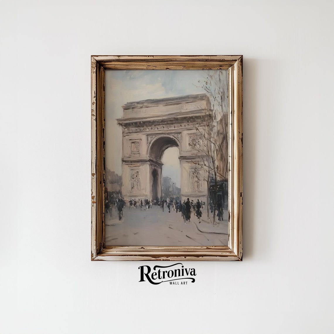 Arc De Triomphe Paris Vintage Impressionist Cityscape Painting Poster - Image 4