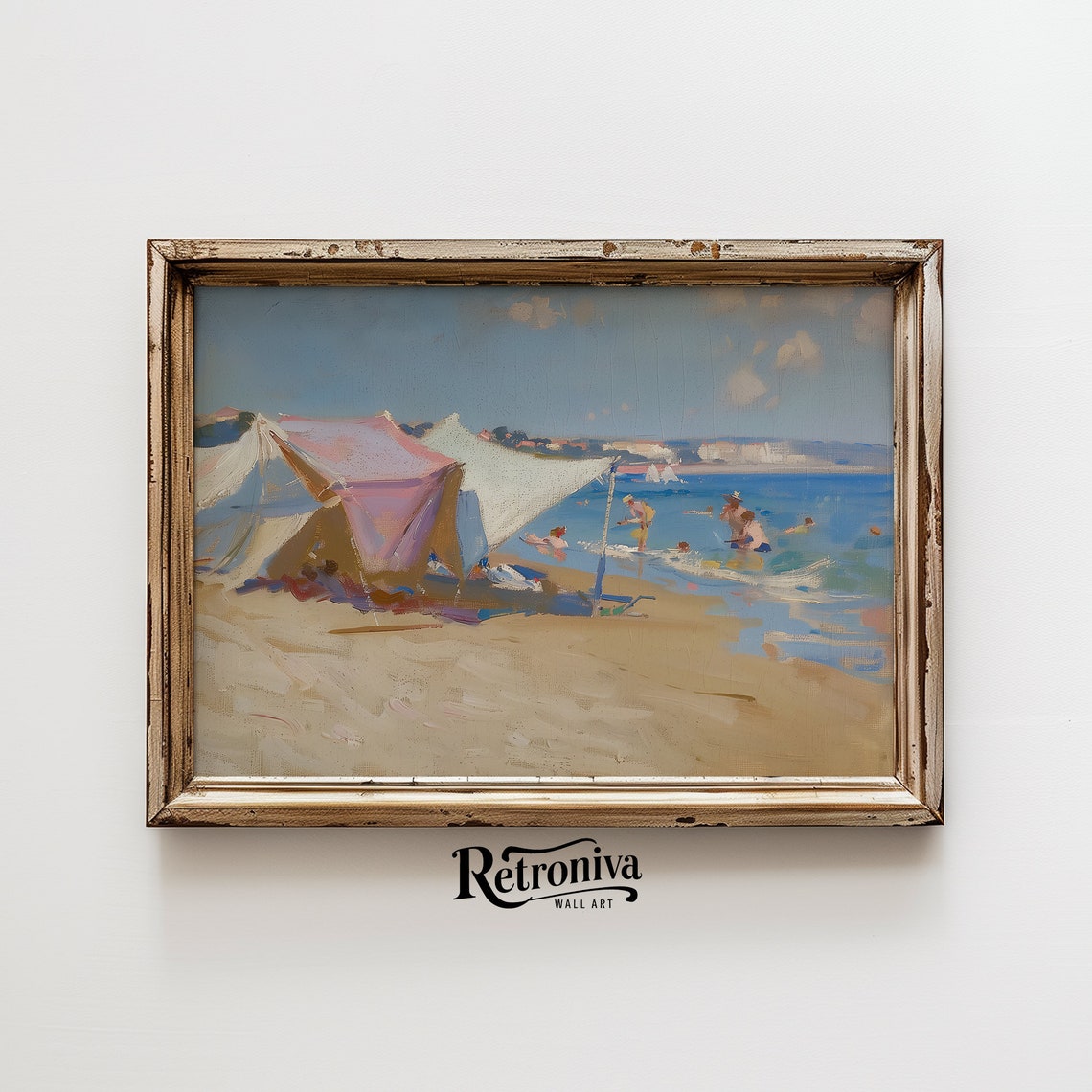 Beach Art Vintage Oil Painting Summer Coastal Seascape Painting Summer Landscape Holiday Scene Print Retroniva Art Sum 015 - Image 6