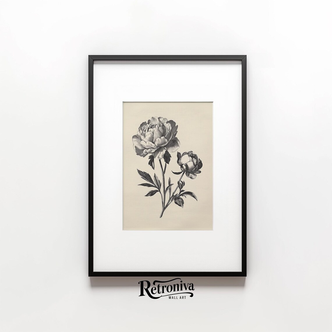 Vintage Peony Sketch Drawing, Botanical Art Print - Image 4