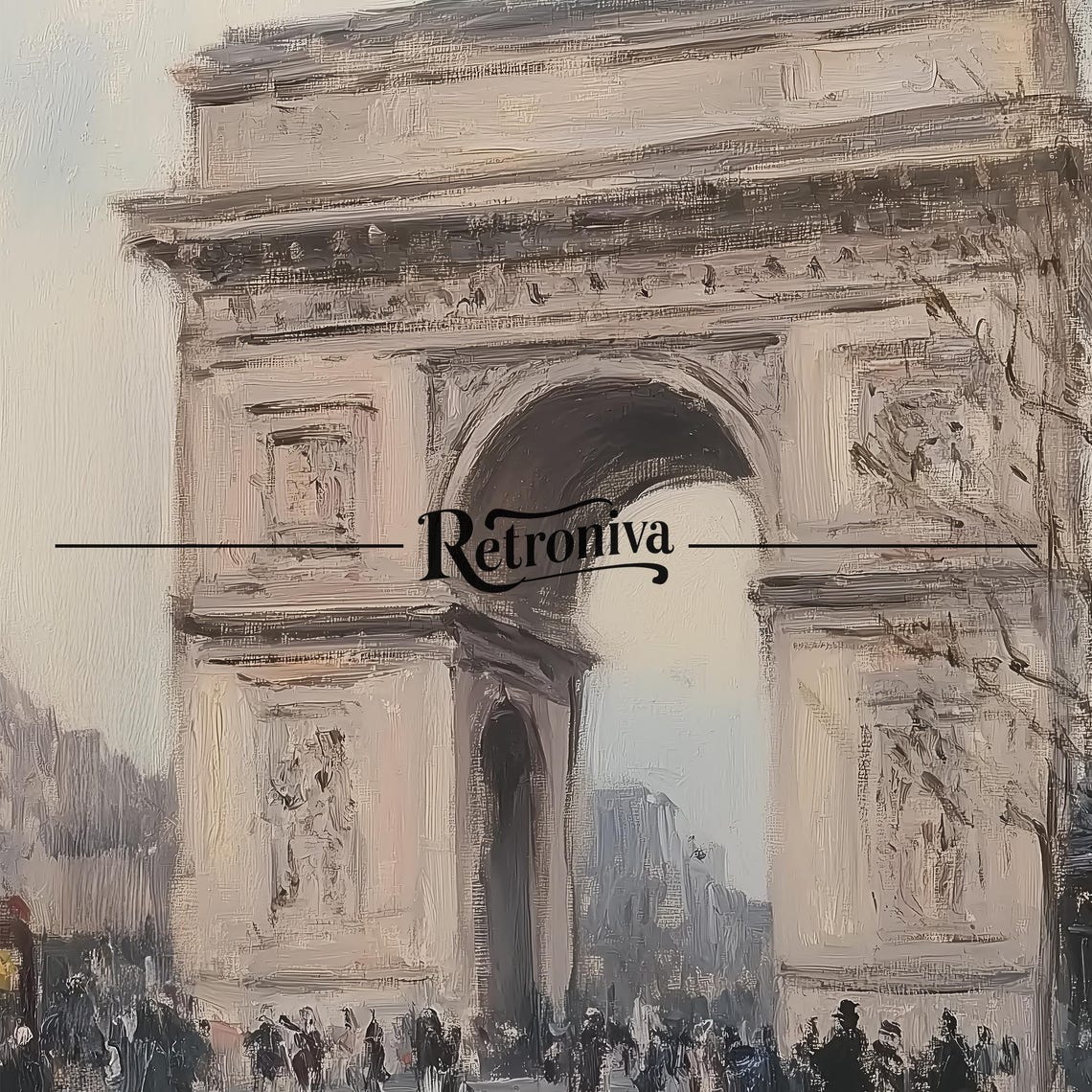 Arc De Triomphe Paris Vintage Impressionist Cityscape Painting Poster - Image 7