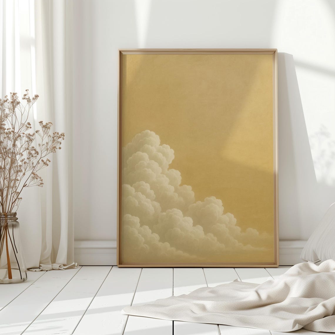 Beige Cloud Cluster Sky Minimalist Tranquil Cloud Gallery Art Poster